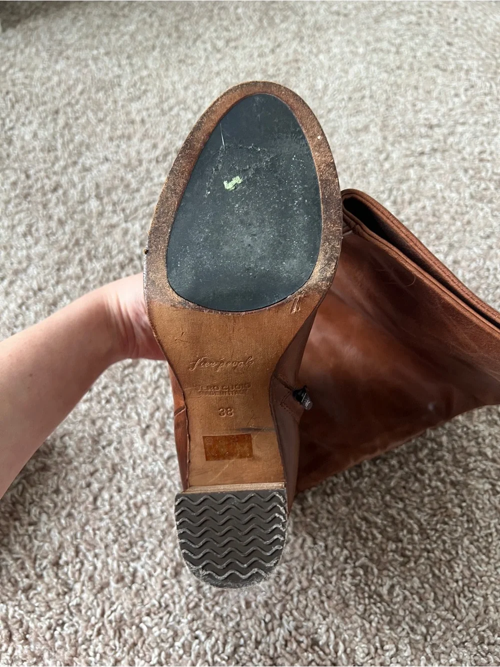 Free People Chestnut Brown Over-the-Knee Leather Boots